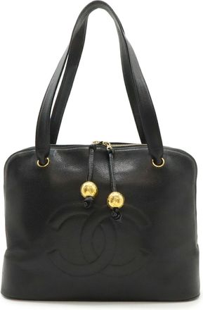 Chanel Black Grained Calfskin Shoulder Bag Tote Bag (Pre-Owned)