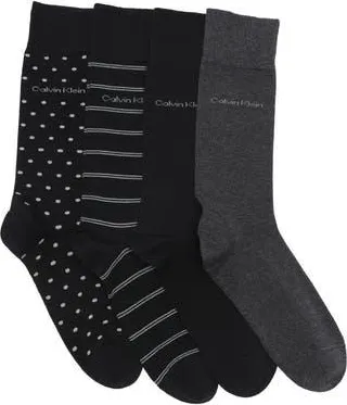 Calvin Klein 4-Pack Dress Crew Socks in Black Assorted at Nordstrom Rack