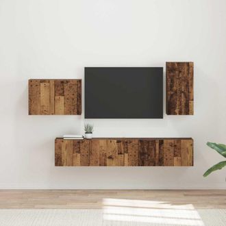 vidaXL Conjunto De Mueble Para Tv De Pared 4 Pcs Madera Vieja Vidaxl