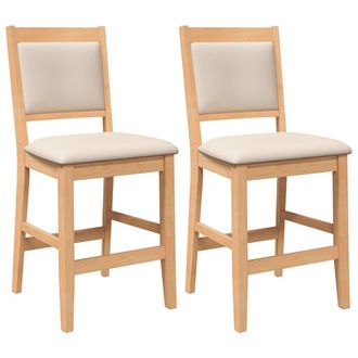 vidaXL Taburetes De Bar Con Cojines, 2 Unidades, Madera Maciza Natural, Caucho Vidaxl
