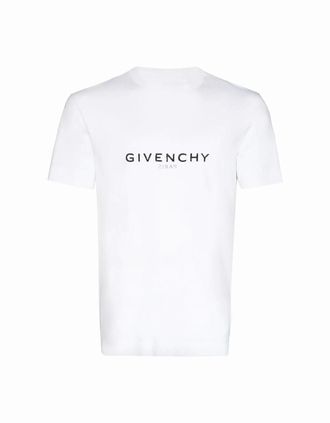 Givenchy Mens Givenchy Reverse Paris Logo Print Oversized T-Shirt in White - Size: 36