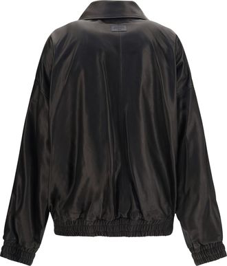 Acne Studios Womens Leather Jacket High Collar Black Lambskin Puffer