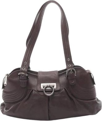 Ferragamo Pre-owned Gancini Handtas - Dames - Vintage Schoudertas - Bruin - ONE Size - Leer - Vintage