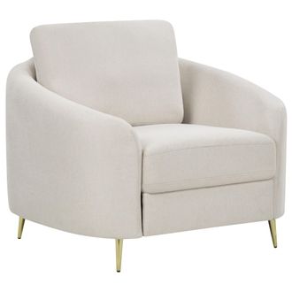 Beliani Beliani - Sill&oacute;n Retro Tapizado Patas Curvas Doradas Tela Beige Claro Trosa