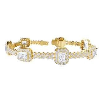 Diamond2Deal 18k Vermeil Plated Silver 12.8 ct Lab Grown Diamond Fancy Bangle Bracelet 7