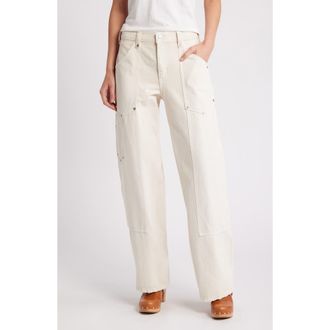 Re/Done Mid Rise Workwear Jeans in Distressed Vintage White at Nordstrom Rack, Size 28