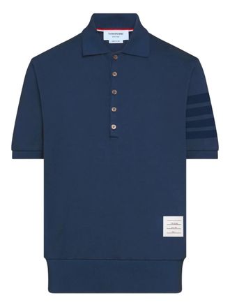 Thom Browne Button-up poloshirt met vier strepen - Blauw