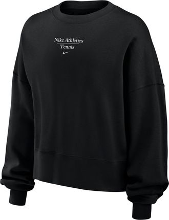 Nike Womens Phoenix Fleece Tennis Crew-Neck Sweatshirt in Black | W33302TN25-BLK