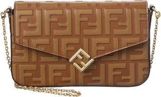 Fendi Fendi Ff Diamonds Leather Wallet On Chain