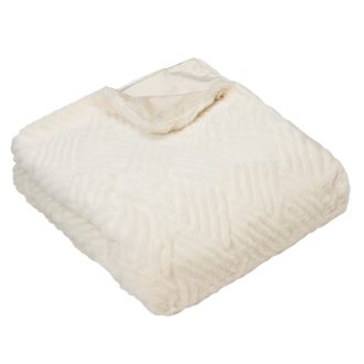 Riva Paoletti Sonnet Cut Faux Fur Throw - Ecru - Size 130 cm x 180 cm