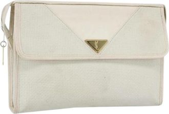Saint Laurent Pre-owned Clutches, female, White, Size: ONE SIZE Pre-owned Canvas Clutch