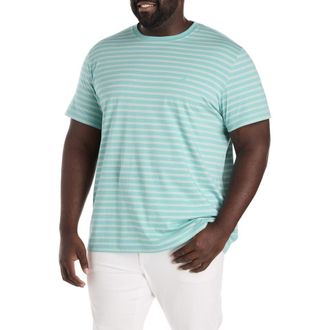 Nautica Big & Tall Striped T-Shirt in Aqua Wave at Nordstrom, Size 3X Big