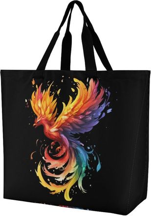 Generic Phoenixs Bird Colorful Tote Bag Reusable Grocery Shopping Bags Large Travel One Shoulder Handbag for Picnic Work
