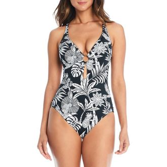 Bleu Rod Beattie Cross Back One-Piece Swimsuit in Black at Nordstrom Rack, Size 10