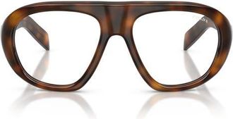 Prada PRC05S 57mm Irregular Blue Light Blocking Glasses in Juniper Tortoise Blue Light at Nordstrom