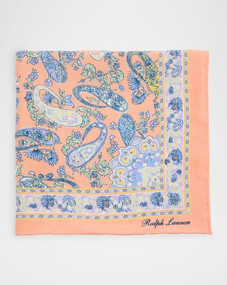 Ralph Lauren Purple Label Mens Paisley Silk Habotai Pocket Square