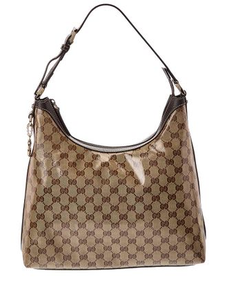 Gucci Neutral Coated Canvas & Leather Gg Crystal Charmy Hobo Bag (Authentic Pre-Loved)
