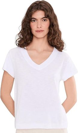 Lilla P Relaxed Short Sleeve V-Neck T-Shirts Womens Clothing White : LG, Cotton