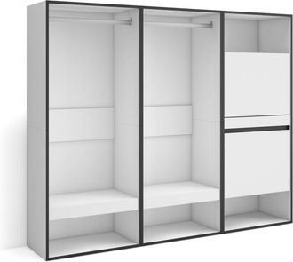 Skraut Home Skraut Home - Armadio Aperto, Appendiabiti con ripiani, 180x145x35 cm, Camera da letto, stanza, Scarpiera, Stile moderno, Bianco