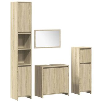Berkfield Home 4 Piece Bathroom Furniture Set Sonoma Oak Engineered Wood in Light Tan
