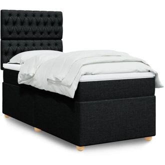 vidaXL Cama Box Spring Con Colch&oacute;n Tela Negro 100x200 Cm Vidaxl