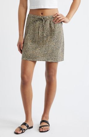 Rip Curl Animal Instincts Linen Blend Drawstring Skirt in Natural at Nordstrom, Size Xx-Small