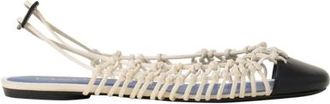 Lanvin Knitline Slingback Ballerina In Leather in White at Nordstrom, Size 38.5