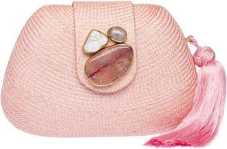 Raf&eacute; New York Tamu Embroidered Bean Clutch in Pale Pink at Nordstrom, Size Small