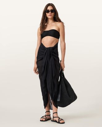 AllSaints Womens Cotton Underground Logo Pareo Scarf, Size: One Size