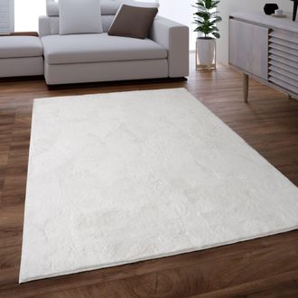 Paco Home Paco Home - Alfombra Salon Pelo Largo Se Puede Lavar En La Lavadora Suave Felpa Blanco &Oslash; 200 Cm Redondo
