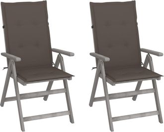 vidaXL Vidaxl - Sillas Reclinables Jard&iacute;n Y Cojines 2 Uds Madera Maciza Acacia