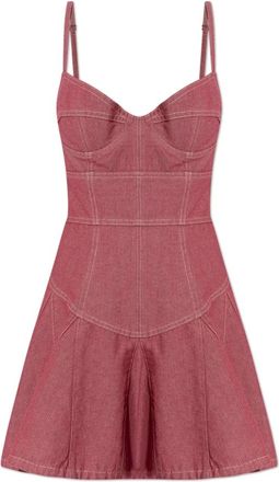 Dsquared2 Off-the-Shoulder Denim Jurk - Dames - Korte kleedjes - Roze - M - Denim - Kleedjes