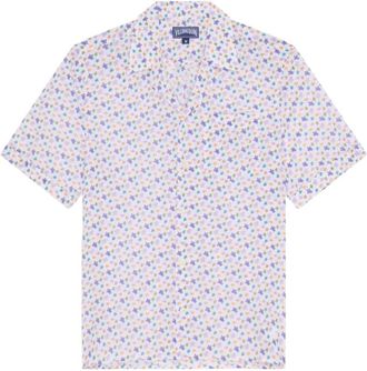 Vilebrequin Cotton Voile Shirt Micro Ronde des Tortues - Heren - Korte mouwen Overhemden - Wit - 2XL - Katoen - Overhemden