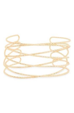 Nordstrom Rack Crisscross Beaded Cuff Bracelet in Gold at Nordstrom Rack