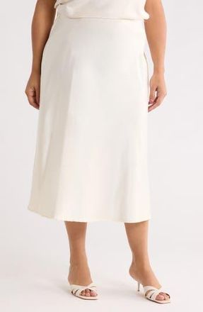 Renee C Satin Midi Skirt in Light Butter at Nordstrom Rack, Size 3X