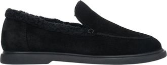 Estro & Luminara Gevoerde Velours Instappers met Faux Fur - Dames - Loafers - Zwart - 41 EU - Leer - Schoenen