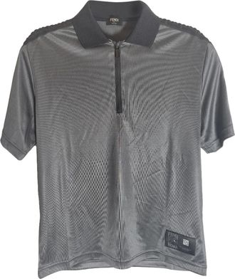 Fendi Grey FF Jacquard Half-Zip Polo Shirt Size M