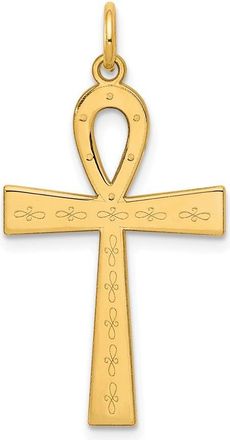 Diamond2Deal 14k Yellow Gold Laser Designed Ankh Cross Pendant