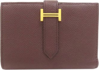 Herm&egrave;s Bordeaux Epsom Leather Wallet (Bi-Fold) (Pre-Owned)
