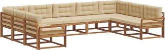vidaXL Conjunto De Sof&aacute;s De Exterior 9 Uds. Natural Y Beige Vidaxl