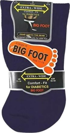 Generic Mens 3 Pair Pack Extra Wide Non Elastic Diabetic Big Foot Socks 11-14 Uk (UK, Numeric, 11, 14, Regular, Regular, Dark Mix)