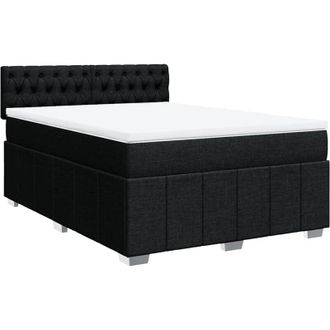 vidaXL Cama Box Spring Con Colch&oacute;n Tela Negro 140x190 Cm Vidaxl