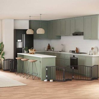 vidaXL vidaXL Cancello Cani Porta Pieghevole Nero 12 Pannelli 960 cm Pioppo