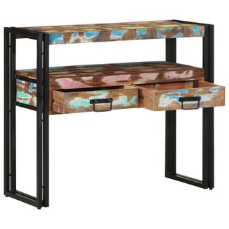 Berkfield Home End Tables Multicolour 90x33x75 cm Solid Reclaimed Wood&Metal in Brown | Size: 90 x 33 x 75 cm