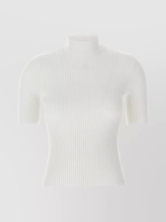 Courr&egrave;ges ribbed short-sleeve knitted top