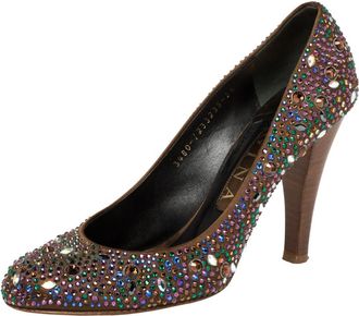 Gina Brown Satin Crystal Embellished Pumps