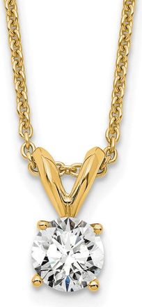 Diamond2Deal 14k Yellow Gold 1/3 Ct Round Lab Grown Diamond Solitaire Pendant Necklace 18 Clarity VS, Color D-E