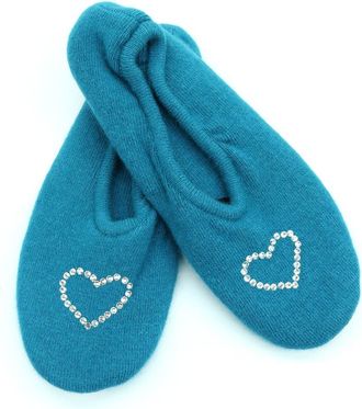 Portolano Rhinestone Heart Slipper in Teal at Nordstrom Rack, Size Medium