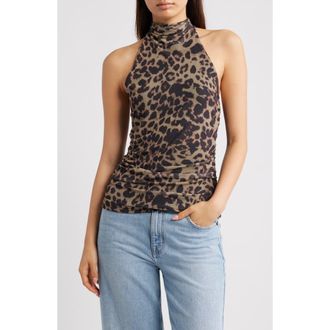 Ichi Ihparda Leopard Print Halter Top at Nordstrom, Size Xx-Large