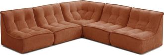 Oviala Sof&aacute; esquinero modular de 5 plazas 250 cm en pana color terracota